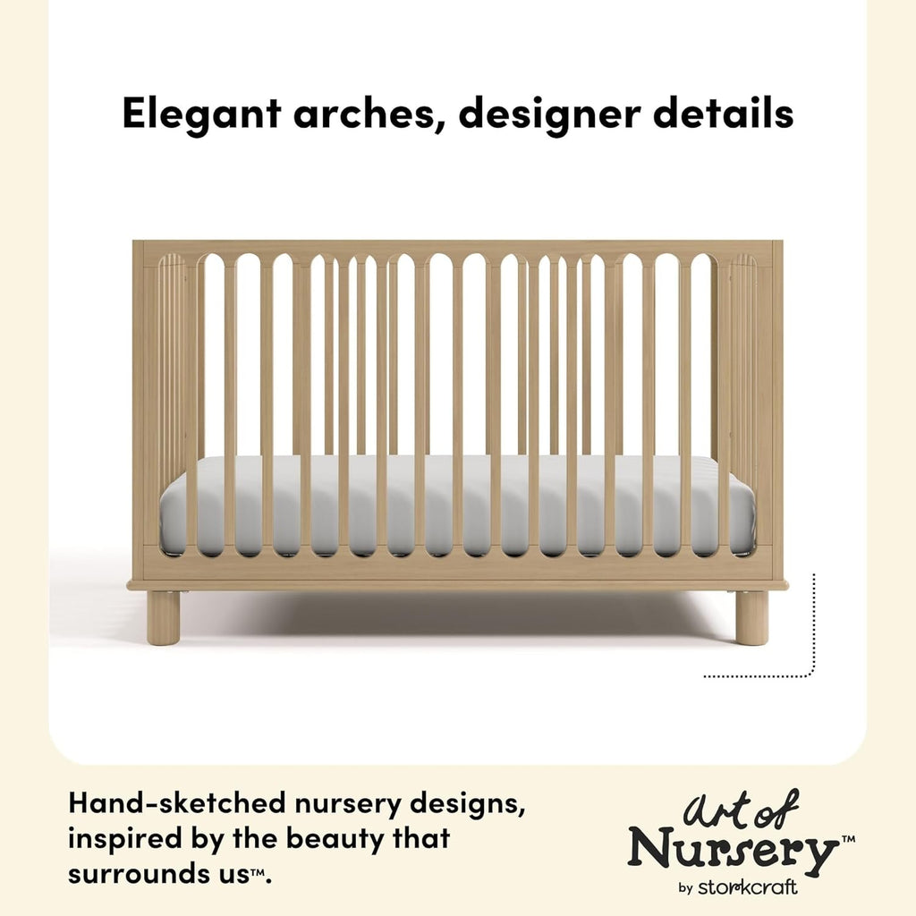 Storkcraft Sicily 3-in-1 Convertible Crib with Toddler Rail Included – GREENGUARD Gold Certified, 100% Solid Wood, Converts to Toddler Bed, Fits Standard Baby Crib Mattress (Driftwood)