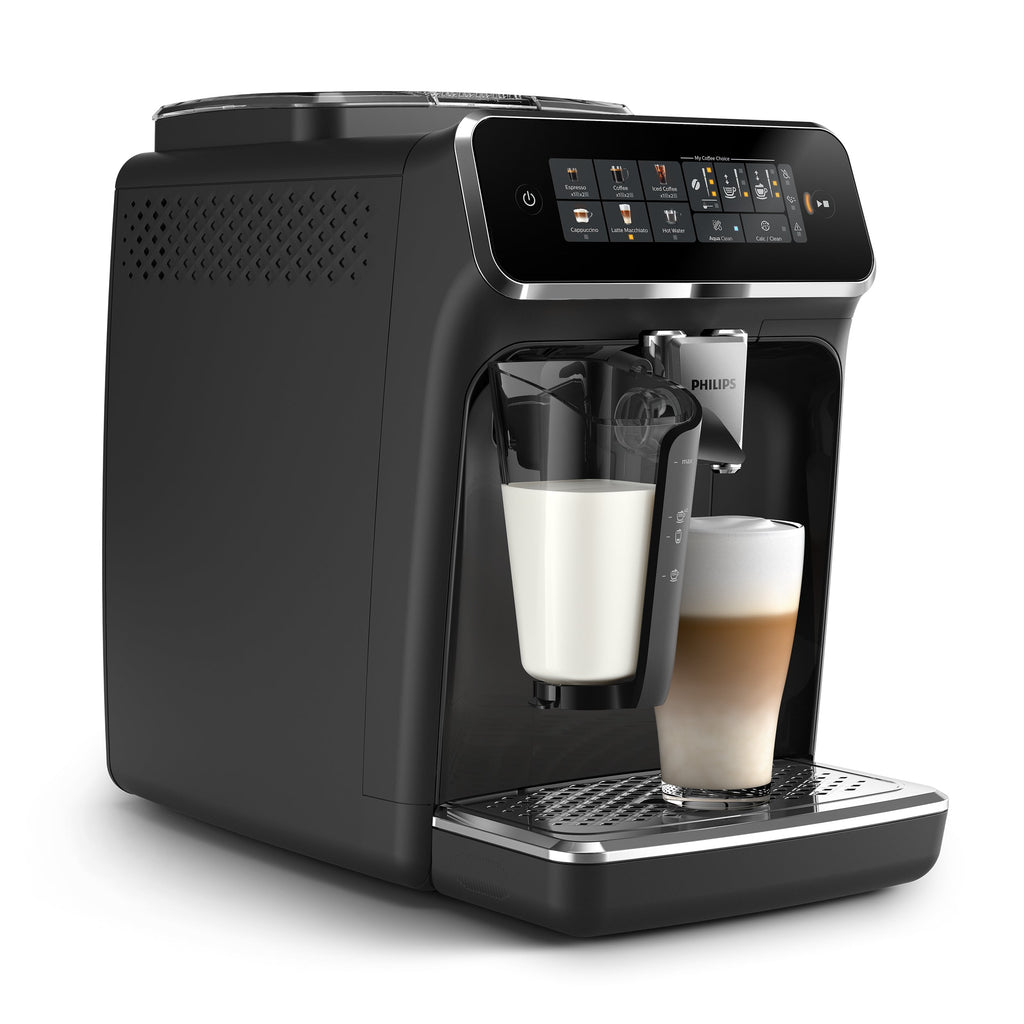 PHILIPS Kaffeevollautomat EP3341/50 3300 Series, 6 Getränke (heiß oder eisgekühlt), LatteGo-Milchsystem, SilentBrew Technologie Klavierlack-Schwarz