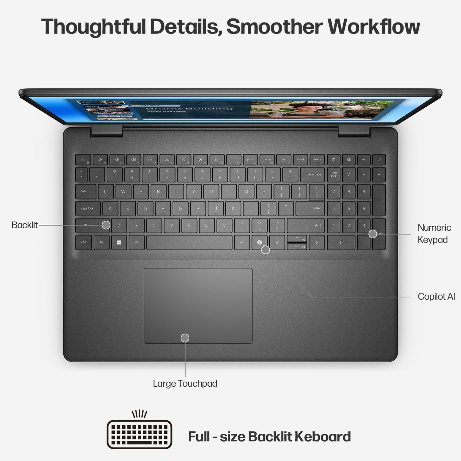 Dell 16 Touchscreen Laptop, AMD Ryzen 7 250, 16'' Wuxga Display, 16GB DDR5 RAM 512GB SSD, Lifetime MS Office 2021, Backlit, Keyboard, Laptop for Business & Creator, Windows 11 Pro with Accessory