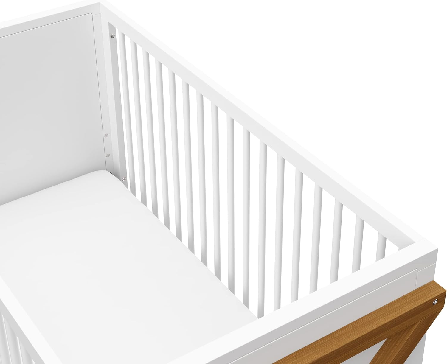 Storkcraft Equinox 3-in-1 Convertible Crib – GREENGUARD Gold Certified, Fits Standard Crib Mattress, Converts to Toddler Bed and Daybed, 4 Adjustable Mattress Heights (White and Vintage Driftwood)