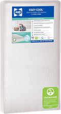 Sealy Baby Cozy Cool Hybrid Breathable Crib Mattress, GREENGUARD GOLD Certified, Made in USA, Cooling Foam, 2 Stage, Toddler Bed Fit, 204 Coils & Cotton Cover, Safety & Quality Tested, 52x28"