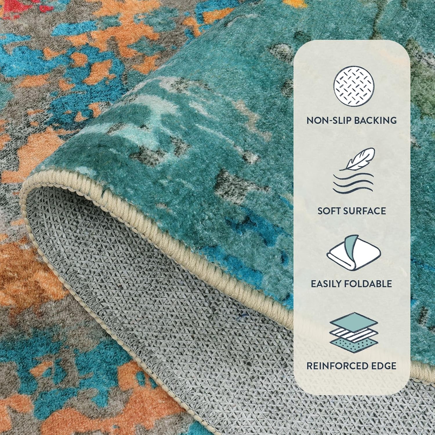 Lahome Modern Abstract Area Rugs 9x12 Living Room Rug, Washable Rugs for Living Room Bedroom Low Pile Non Slip, Colorful Large Soft Indoor Carpet for Dining Room Table Apartment Classroom