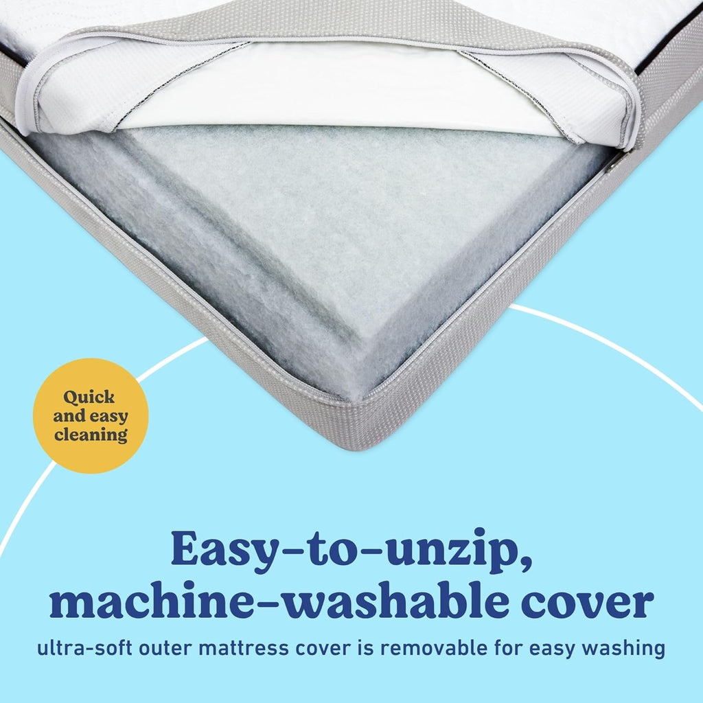 Graco Essentials 6-Inch Dual-Sided Crib & Toddler Mattress — Made in the USA, Firm Support for Infants & Toddlers, GREENGUARD Gold Certified Baby Crib Mattress, Premium Removable Soft Waterproof Cover
