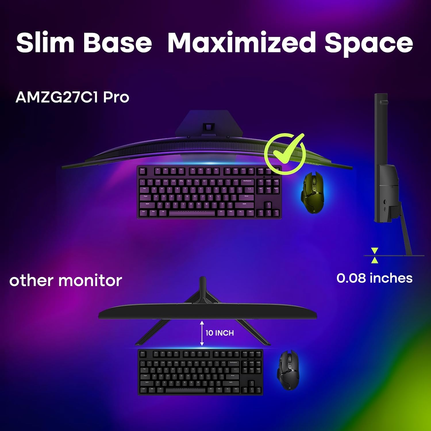 Amzfast 27 inch 240Hz Curved Monitor, FHD 1080p Gaming Monitor, Built-in Speakers, FreeSync, MPRT 1ms, 130% sRGB, 4000:1, 1500R, VESA Mount, HDMI 2.0&DP 1.4, 12 Months Warranty Exchange