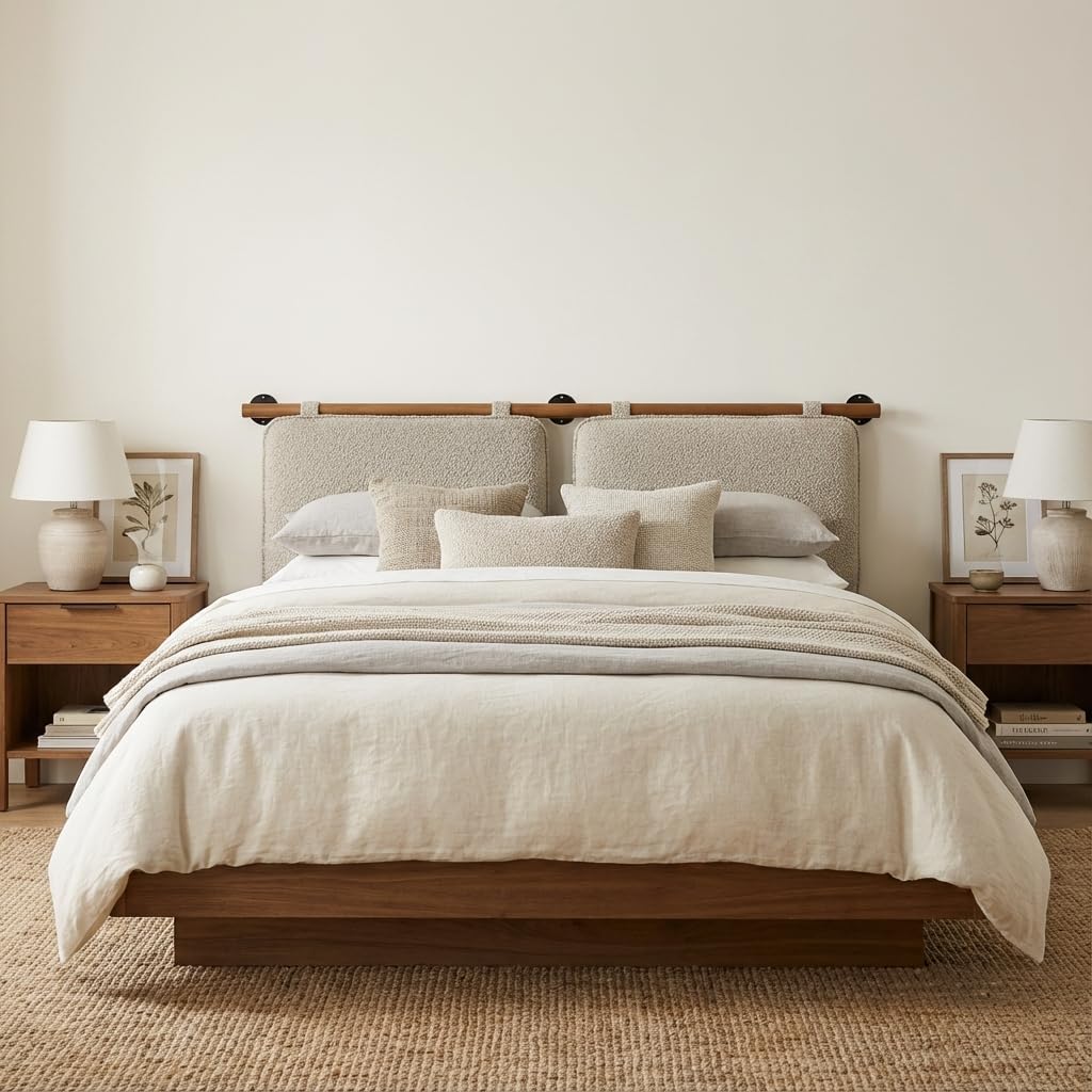 Furnifact Chenille Upholstered King Headboard Wall-Mounted Design, Soft Comfortable Fabric, Durable Structure, Elegant Style for Bedroom Decor, Single Piece