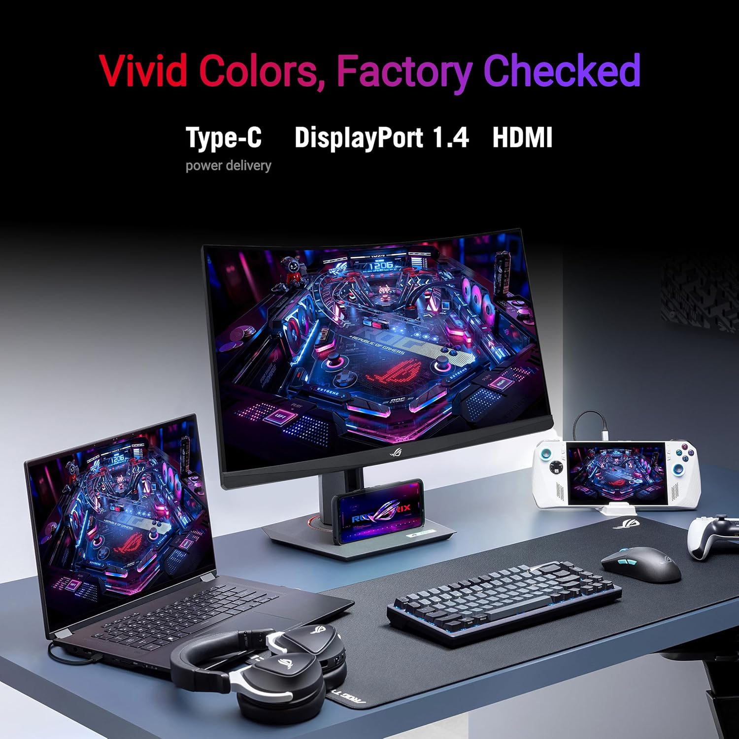 ASUS ROG Strix 27” 1440P USB-C Curved HDR Gaming Monitor (XG27WCMS) - QHD, 280Hz, 1ms, Fast VA, Extreme Low Motion Blur Sync, FreeSync Premium, DisplayWidget, Tripod Socket, AI Gaming, 3yr Warranty