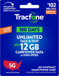 Tracfone $102 Unlimited Talk & Text Plus 12 GB of Data 180-Day Prepaid Plan(Physical Delivery)