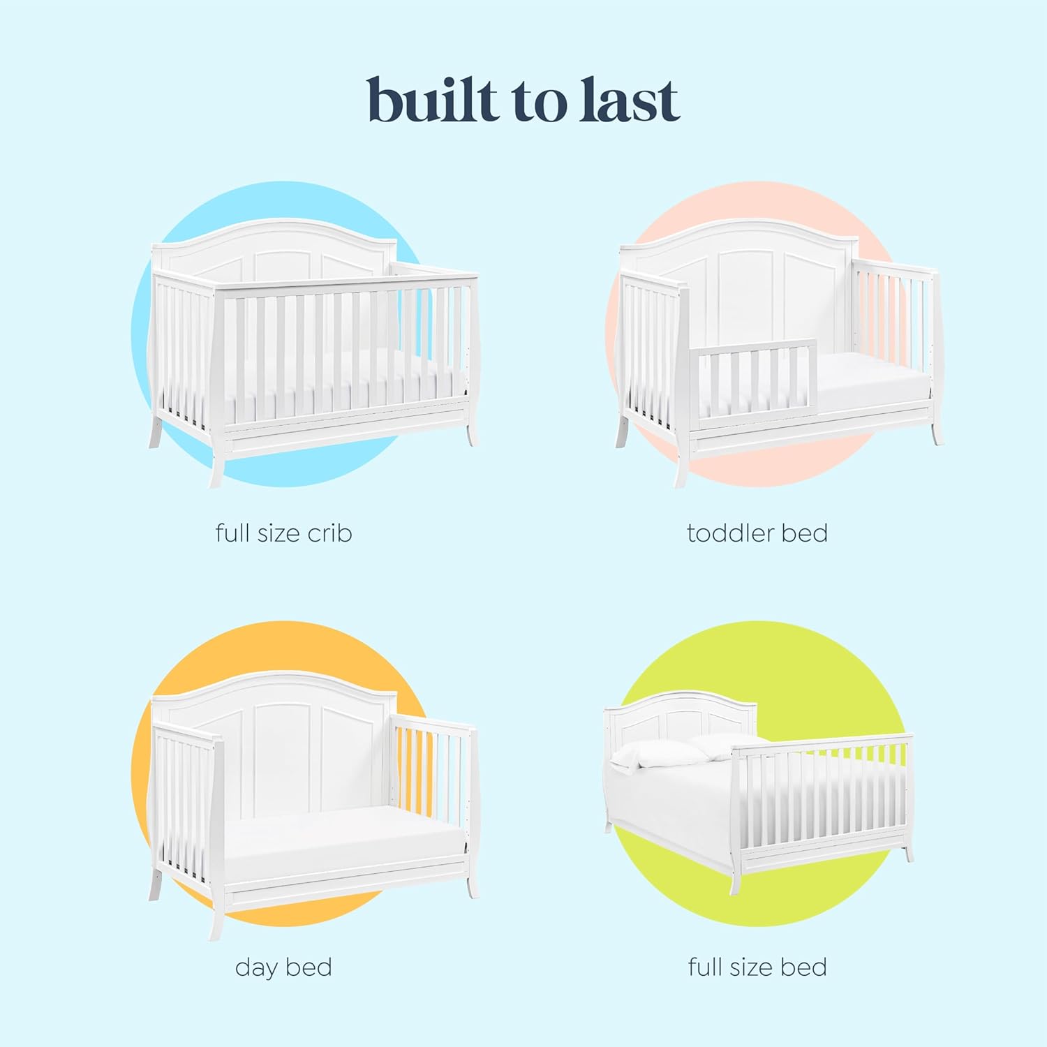 Davinci Emmett 4-in-1 Convertible Crib - GREENGUARD Gold Certified - Converts from Baby Crib to Toddler Bed, Daybed, and Full-Size Bed Effortlessly - 4 Adjustable Heights - Wooden White Crib
