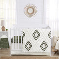 Sweet Jojo Designs 4-Piece Baby Crib Bedding Set (Boho Chic) for Boys or Girls, Infants/Nursery incl. Cotton Blanket, Fitted Sheet, Skirt, Diaper Stacker (Sage Green, Gender Neutral, Unisex Farmhouse)