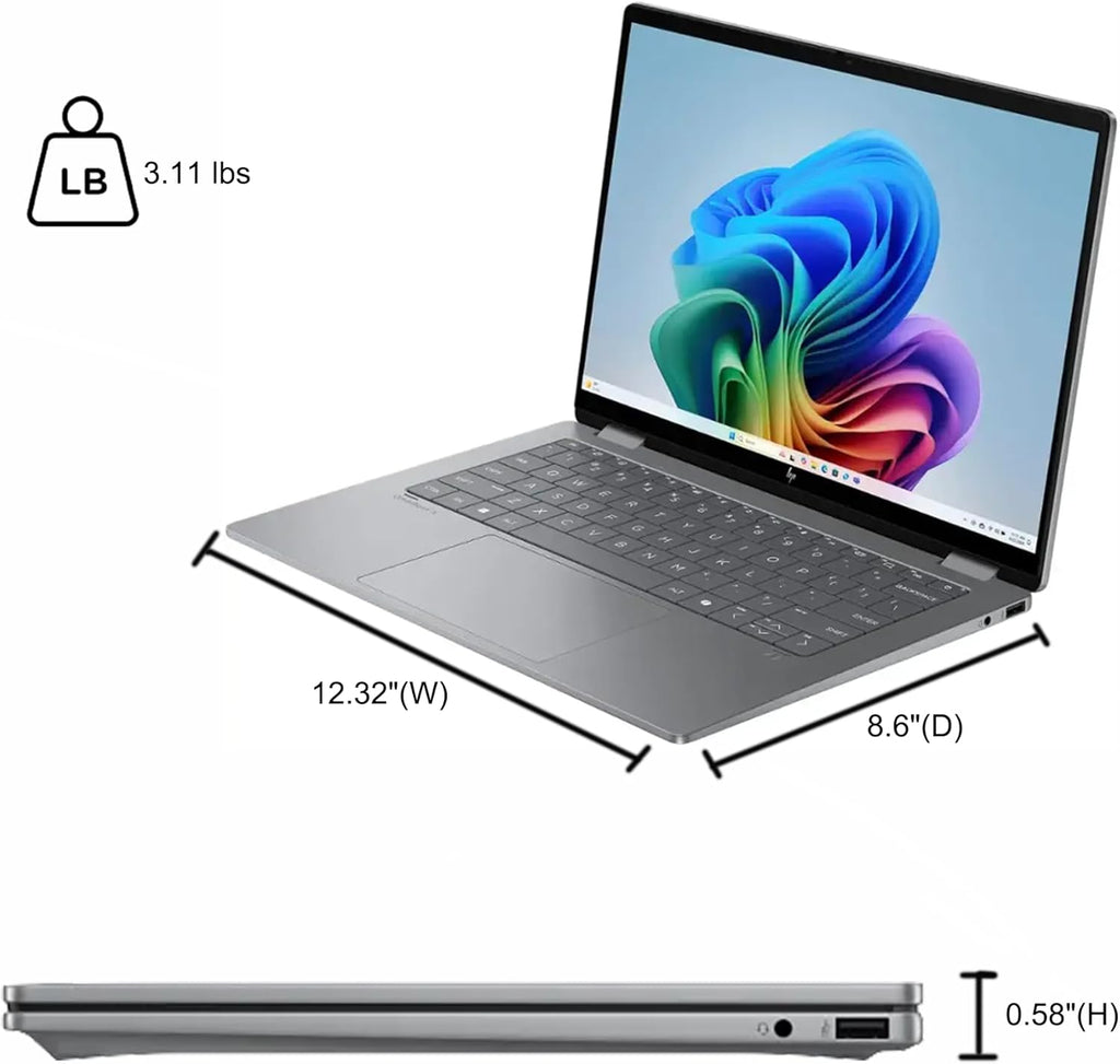 HP OmniBook X Flip 2-in-1 Laptop 14" WUXGA IPS Touch (400nits) AMD 6-core Ryzen AI 5 340 (Up to 50 Tops) 16GB RAM 512GB SSD for Creator Designer Business Professional Win11 ICP Hub