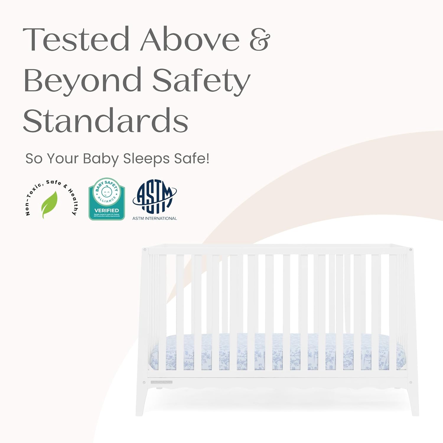 Delta Children Lulu 5-in-1 Convertible Crib, Converts to Toddler Bed, Daybed, Sofa & Full-Size Bed, Natural Wood, Fits Standard Crib Mattress, 3 Mattress Heights for Baby Nursery, Bianca White