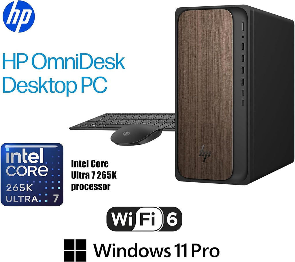 HP 2025 OmniDesk M03 Premium Business Next Gen AI Desktop Computer Intel Core Ultra 7 265(Beats i7-14700), 16GB DDR5 RAM, 1TB HDD + 256GB PCIe, Wi-Fi 6, DP, 2-Monitor Support 4K, HDMI, Windows 11