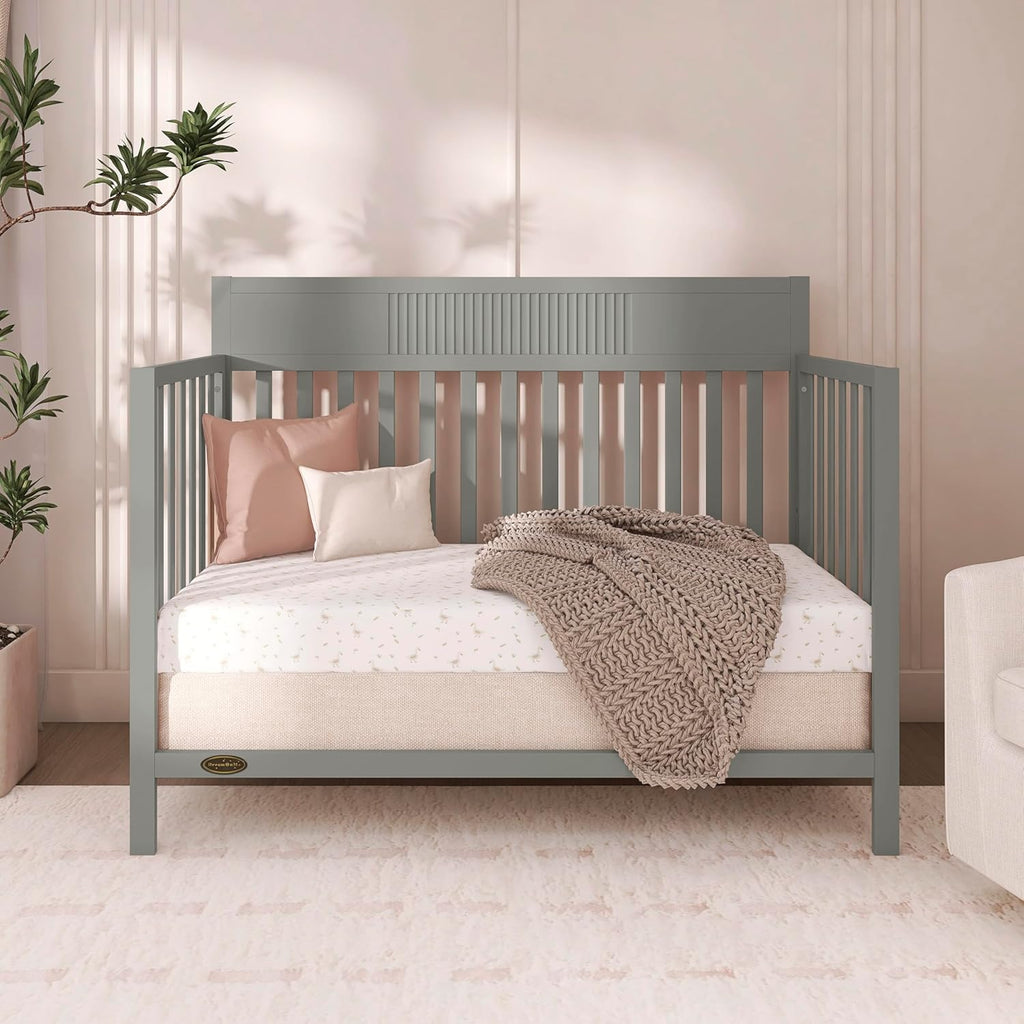 Dream On Me Ivy 5-in-1 Convertible Full-Size Baby Crib in Seagrass, GreenGuard Gold & JPMA Certified, 3 Mattress Heights, Converts to Toddler, Day & Full-Size Bed, Safe & Stylish Nursery
