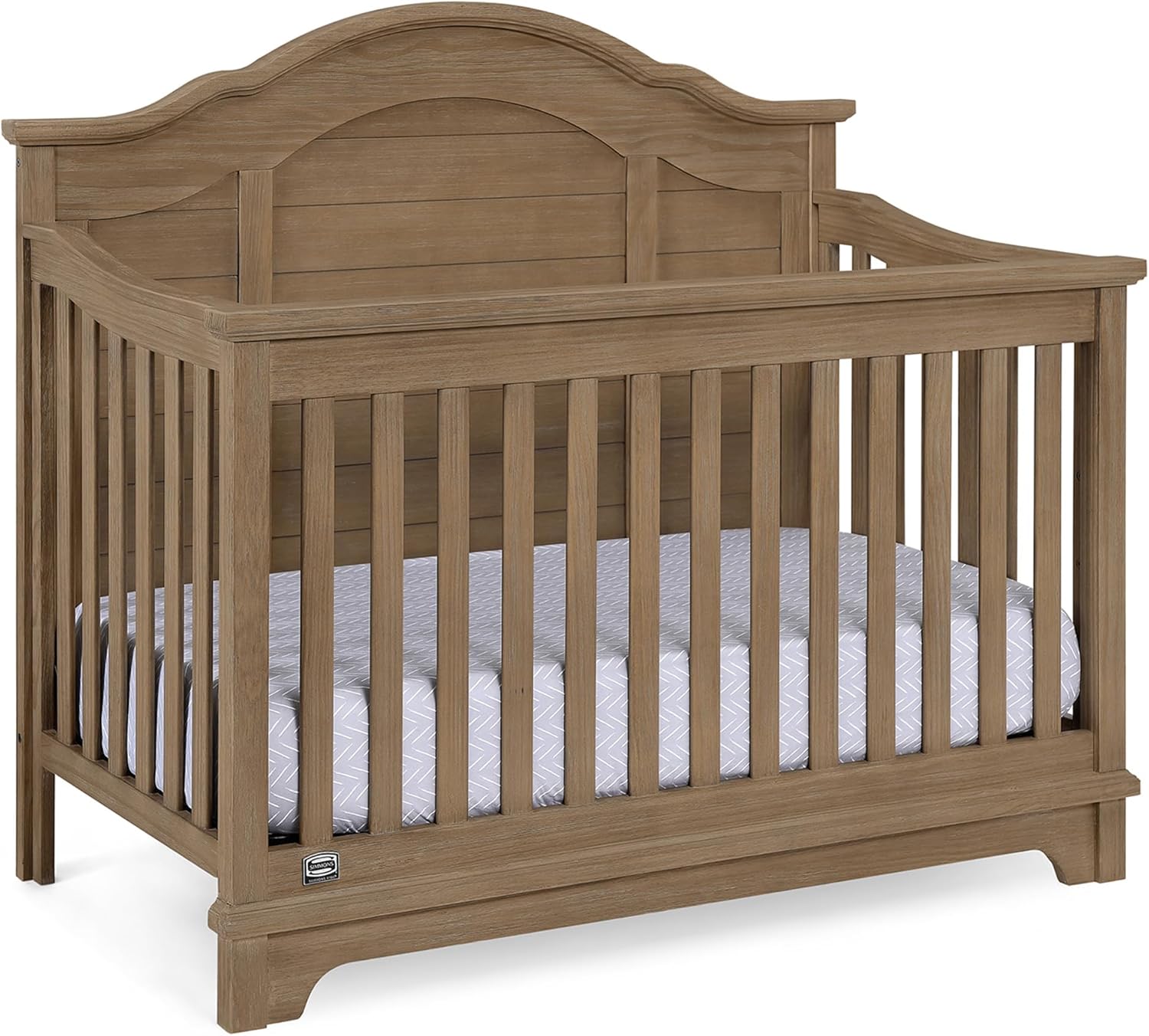 Delta Children Simmons Kids Asher 6-in-1 Convertible Crib with Toddler Rail, Aged Oak