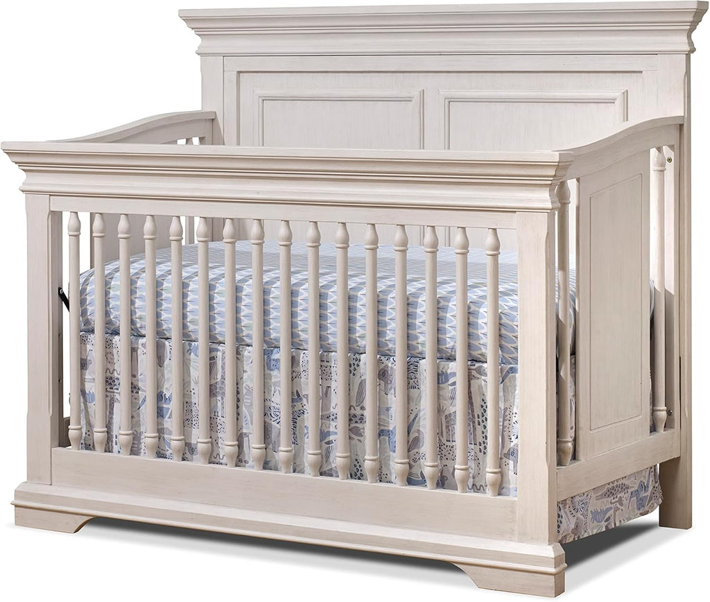 Sorelle Furniture Portofino Crib,Classic 4-In-1 Convertible Crib,Brushed Ivory Crib Made of Wood,Non-Toxic Finish, Wooden Baby Bed,Toddler Bed,Child's Daybed and Full-Size Bed-Ivory