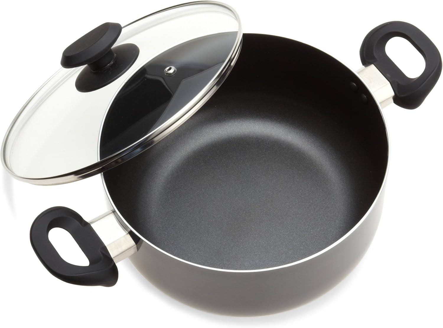 Ecolution Elements 8 Piece Nonstick Cookware Set, PFOA Free, Tempered Glass Steam Vented Lids, Grey