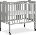 Dream On Me 2-in-1 Lightweight Folding Portable Stationary Side Crib in Pebble Grey, Greenguard Gold Certified, Baby Crib to Playpen, Folds Flat for Storage, Locking Wheels