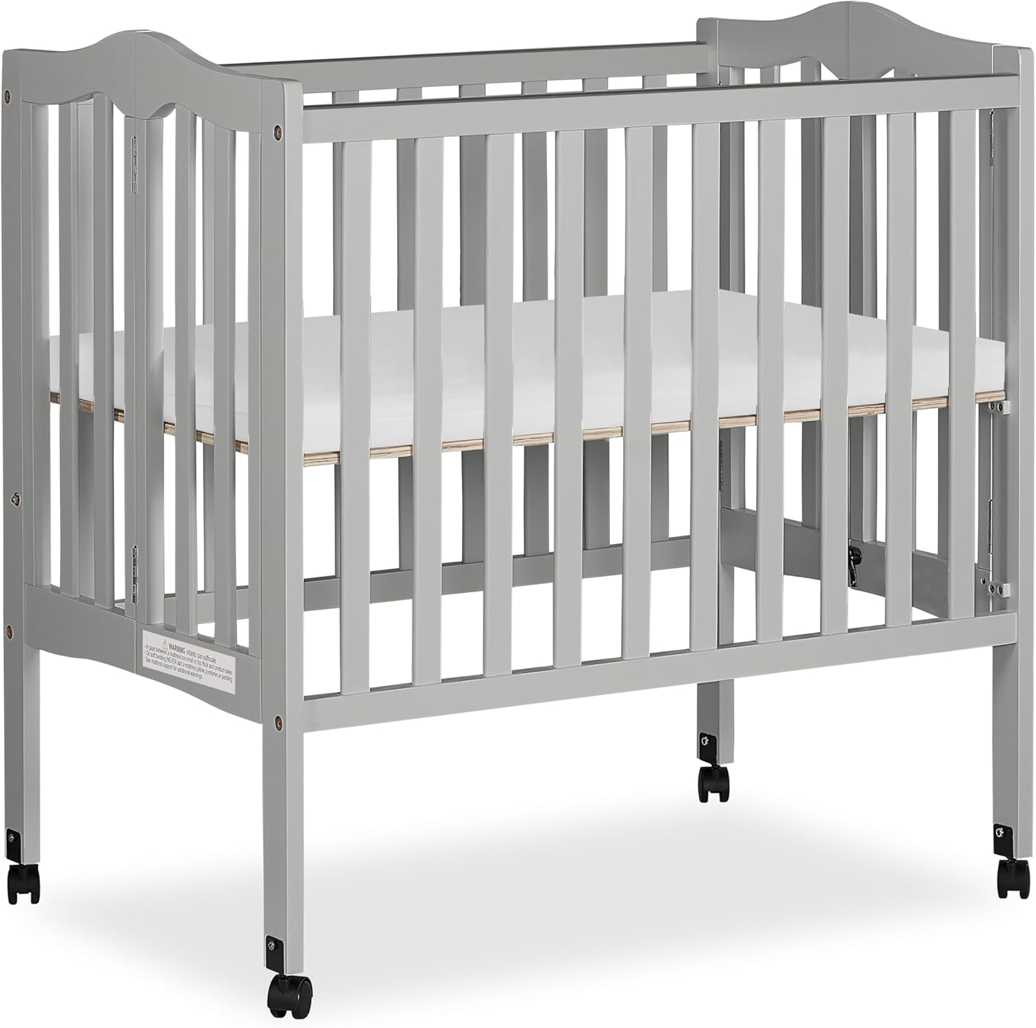 Dream On Me 2-in-1 Lightweight Folding Portable Stationary Side Crib in Pebble Grey, Greenguard Gold Certified, Baby Crib to Playpen, Folds Flat for Storage, Locking Wheels