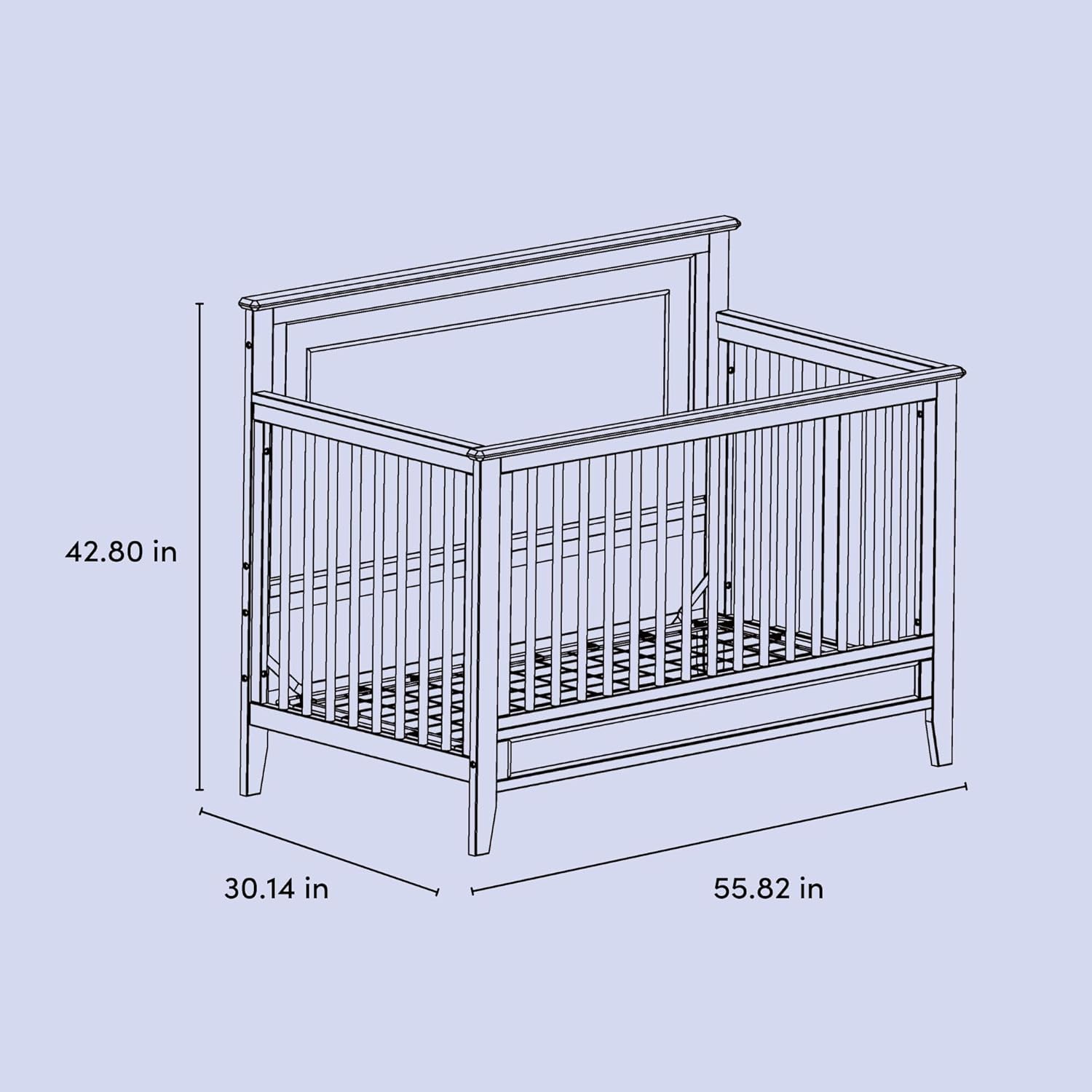 Storkcraft Solstice 5-In-1 Convertible Crib – GREENGUARD Gold Certified, Converts to Toddler Bed and Full-Size Bed, Fits Standard Full-Size Crib Mattress, Adjustable Mattress Support Base (Black)
