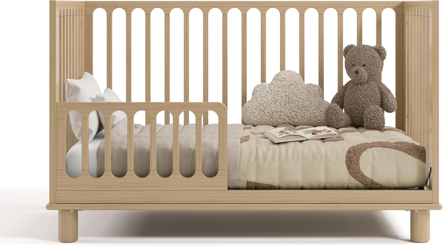Storkcraft Sicily 3-in-1 Convertible Crib with Toddler Rail Included – GREENGUARD Gold Certified, 100% Solid Wood, Converts to Toddler Bed, Fits Standard Baby Crib Mattress (Driftwood)