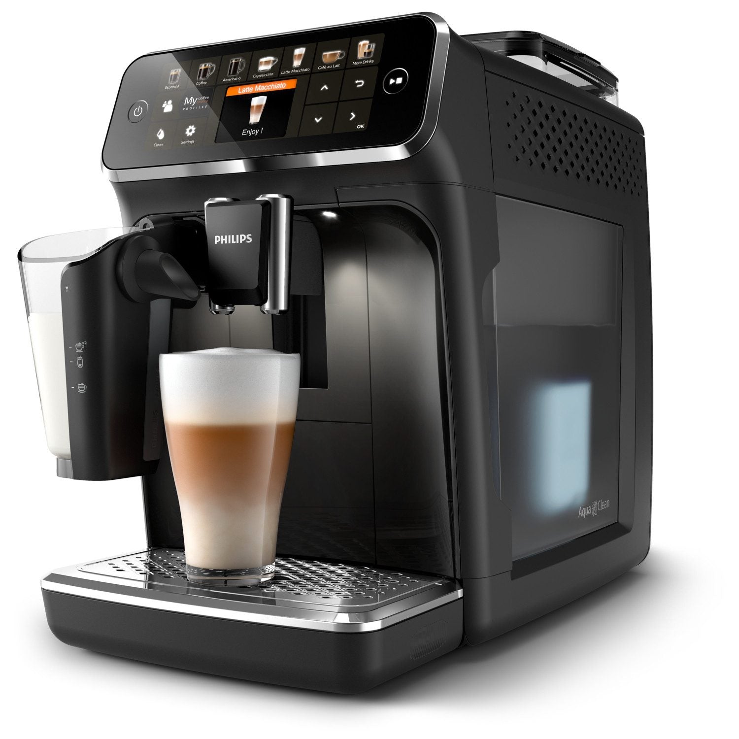 Philips Fully Automatic Coffee Machine Series 5400 EP5441/50, 12 Coffee Specialties, LatteGo Milk System, Touch Display, Customizable Coffee Settings, Premium Kitchen Design, Black
