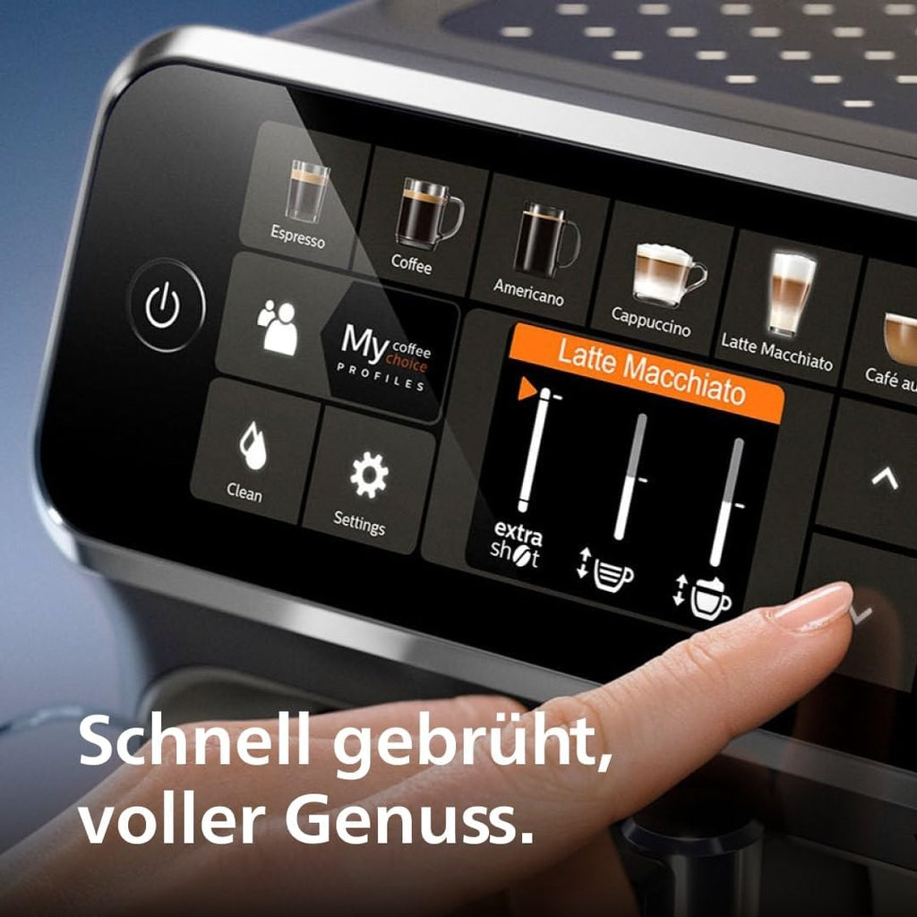 Philips Fully Automatic Coffee Machine Series 5400 EP5441/50, 12 Coffee Specialties, LatteGo Milk System, Touch Display, Customizable Coffee Settings, Premium Kitchen Design, Black