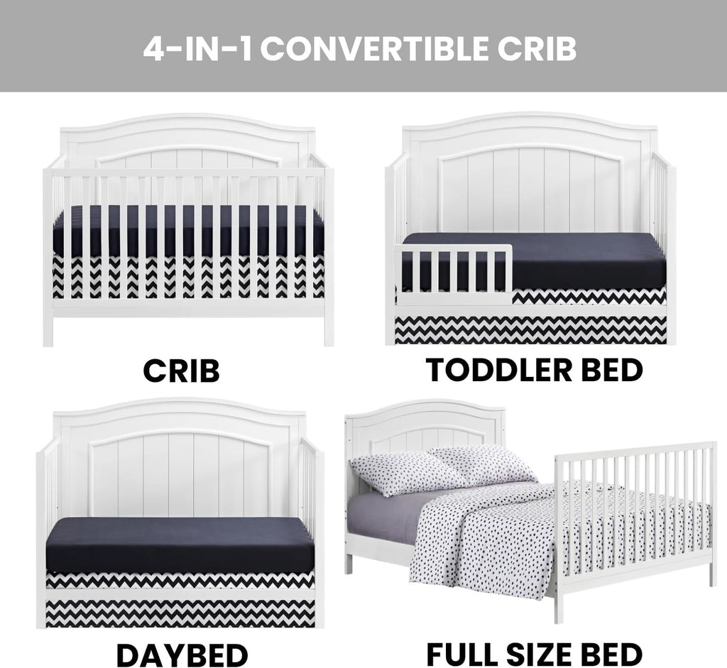 Oxford Baby North Bay 4-in-1 Convertible Crib, Snow White, GreenGuard Gold Certified