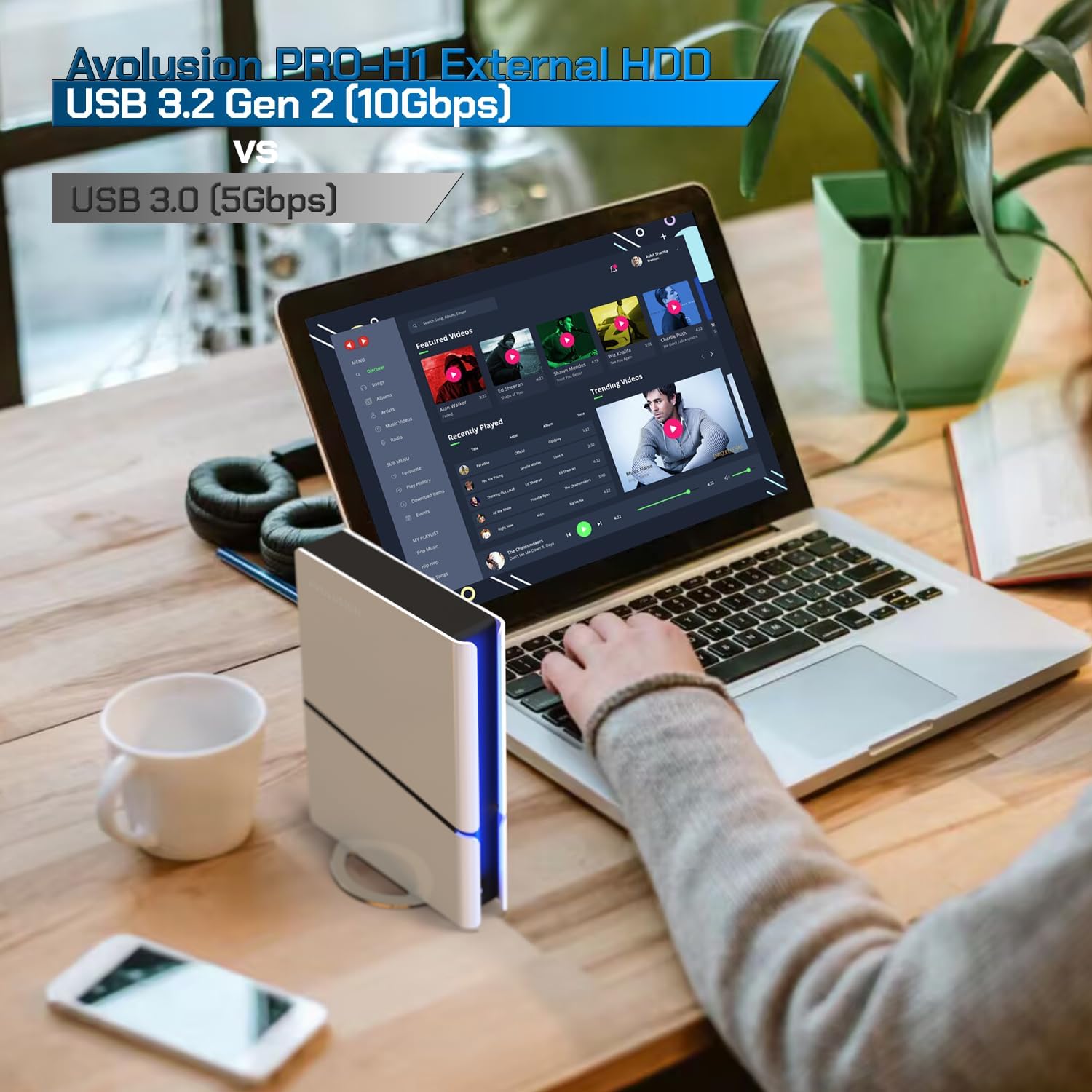 Avolusion PRO-H1 6TB 7200RPM USB 3.2 Gen2 (10Gbps) External Hard Drive (for Windows or MacOS Desktop PC/Laptop) (Renewed)