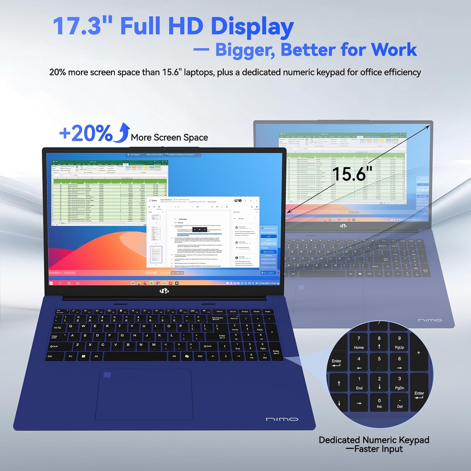 NIMO 17.3" Light-Gaming-Laptop, 8 Cores AMD Ryzen 7 7735HS 16GB RAM 512GB SSD (Beat i7-12650H Up to 4.75GHz) Radeon 680M 100W Fast PD FHD Backlit Keyboard for Content Creators & Student 2-Yr Warranty