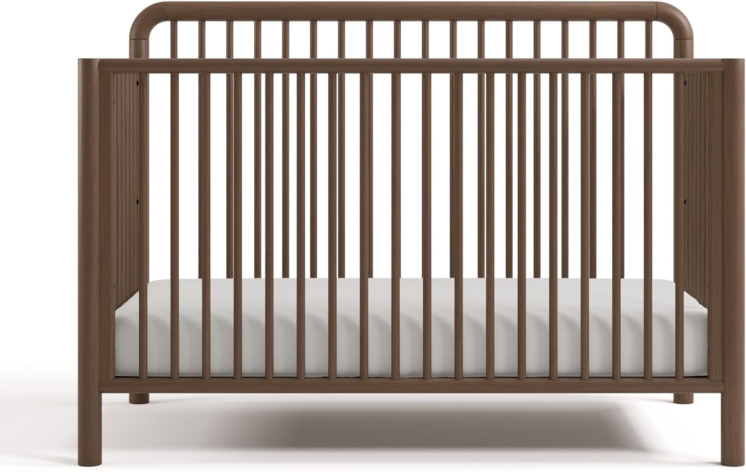 Storkcraft Porto 5-in-1 Convertible Crib with Toddler Guardrail – GREENGUARD Gold Certified, Toddler Bed Conversion Kit Included, 100% Solid Wood, Fits Standard Baby Crib Mattress (Hazelnut)