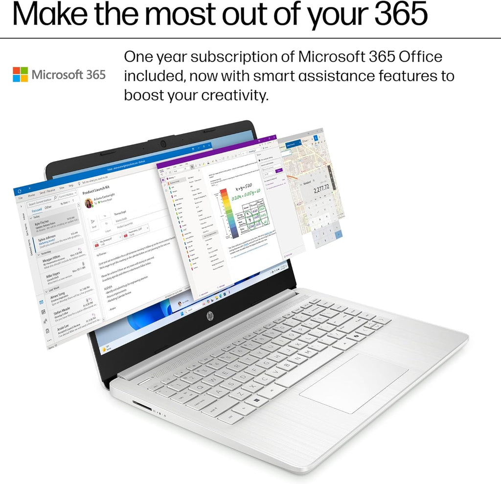 HP Laptop Computer for Student Daily Study, 1-Year Microsoft Office 365, Intel Processor N150, 4GB RAM, 128GB Storage, Long Battery Life & Fast Charging, Windows 11 Home, Natural Silver