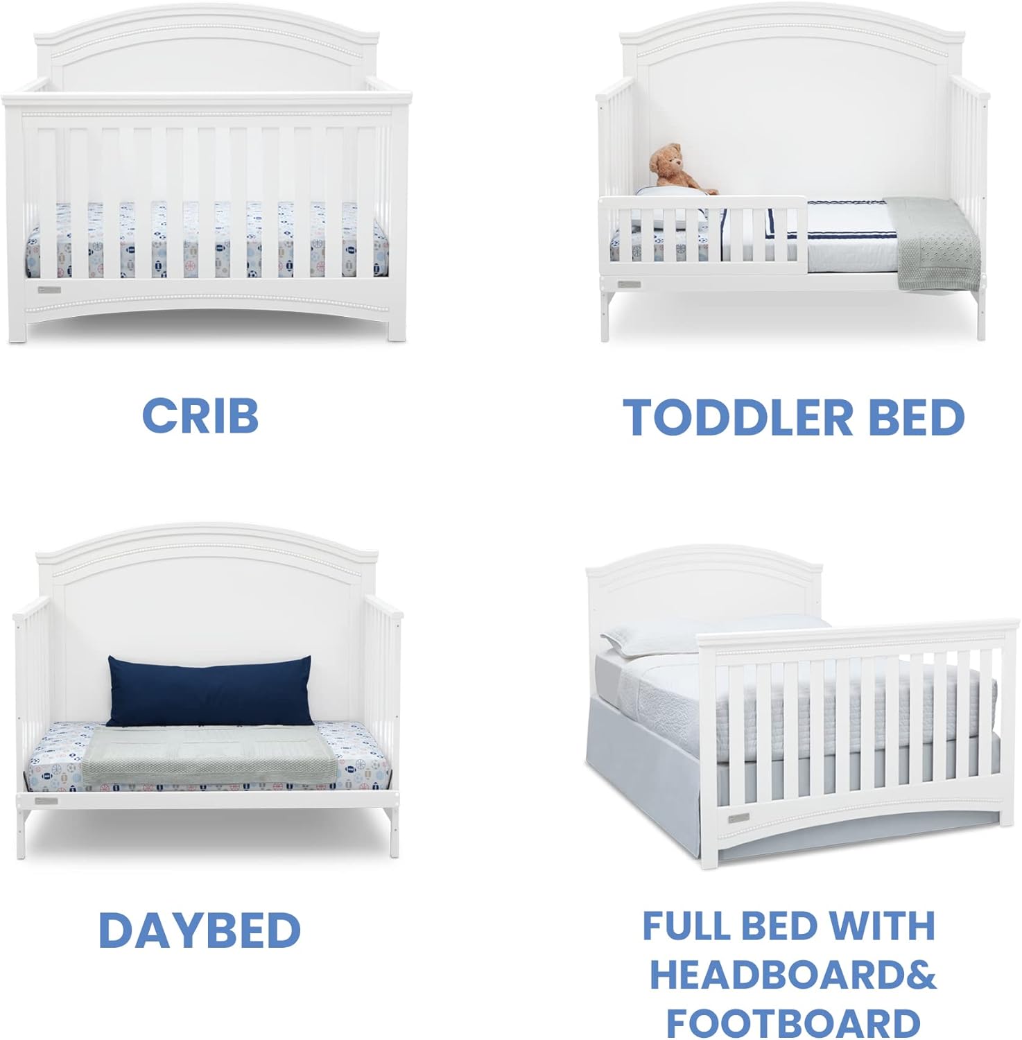 Simmons Kids SlumberTime Emma 4-in-1 Convertible Baby Crib N More - Greenguard Gold Certified, Bianca White