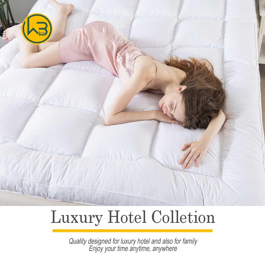 WhatsBedding 5 Inch Feather Bed Mattress Topper,Duck Feather Memory Foam Mattress Topper, Thickened Topper Layer, Queen, 60x80 inches