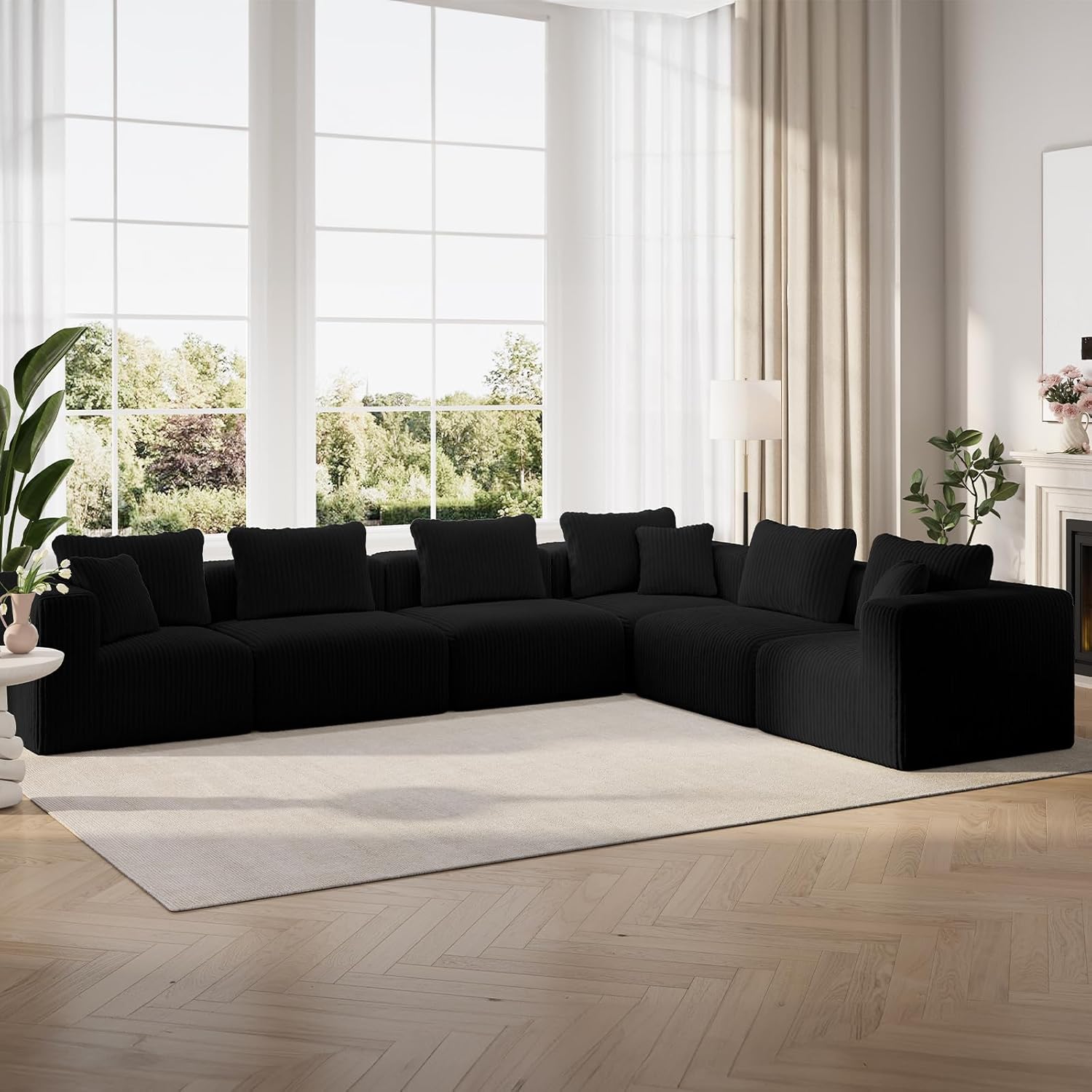 Novilla 141" Modular Sectional Sofa, Modern Cloud Sectional Couch with Smarts Coil® Support, L-Shape Boneless Couch for Living Room Apartments Bedroom, No Assembly Required (6 Seat)