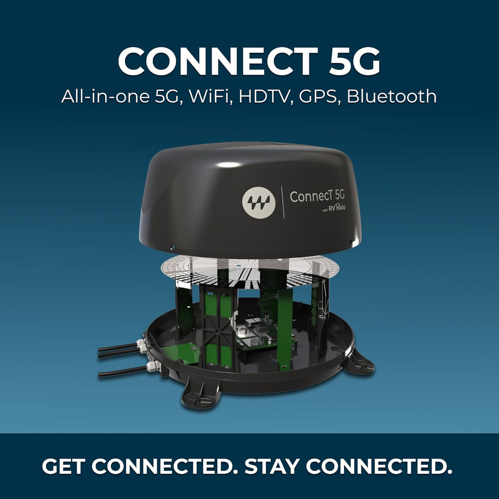 Winegard Connect 5G WF2‑5G1 RV Outdoor 5G Router - HDTV Antenna High‑Speed Dual Band Wi‑Fi Extended Coverage GPS Bluetooth Sensor - Starlink Compatible
