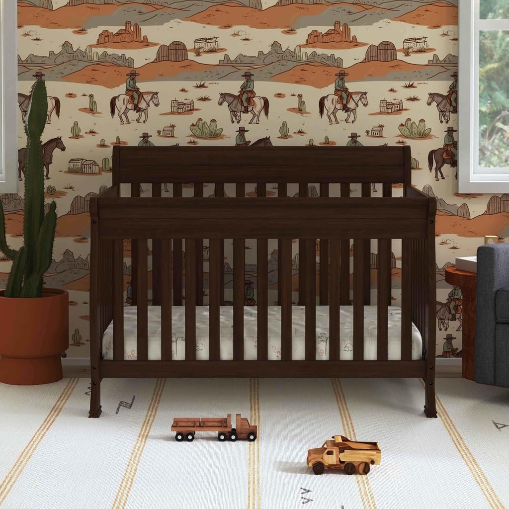 daVinci Kalani 4-in-1 Convertible Baby Crib - Strong, Easy to Assemble GREENGUARD Certified Crib - Convertible to Toddler Bed, Daybed, Full-Size Bed - Four Adjustable Mattress Heights - Espresso