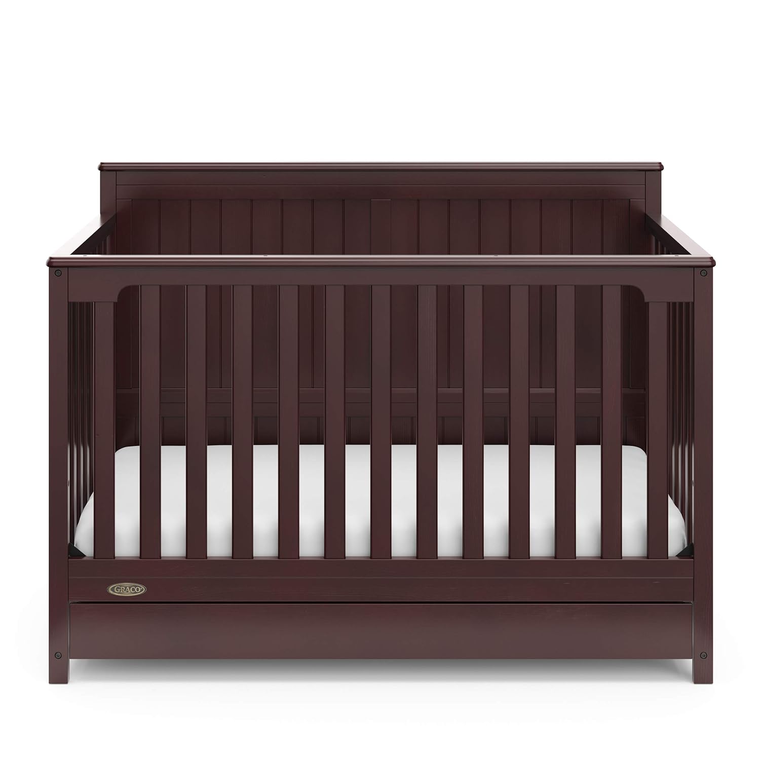 Graco Hadley 5-in-1 Convertible Crib with Drawer – GREENGUARD Gold Certified, Fits Standard Crib Mattress, Converts to Toddler Bed, Daybed and Full Bed, 4 Adjustable Mattress Heights (Espresso)