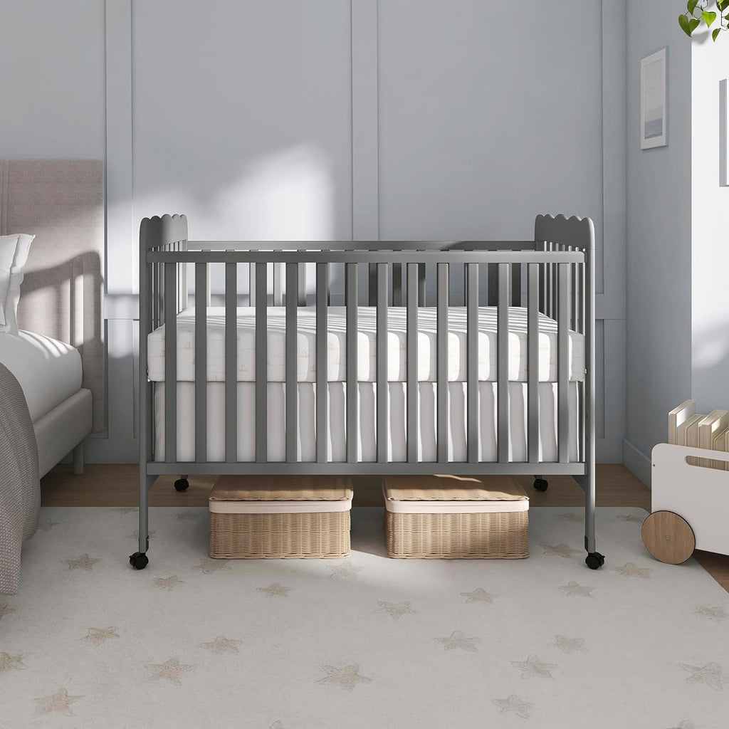 Dream On Me Carson Classic 3-in-1 Convertible Full-Size Baby Crib in Steel Grey, GreenGuard Gold & BSA, 4 Mattress Heights, Converts to Day & Toddler Bed, Locking Wheels, Classic Nursery Design
