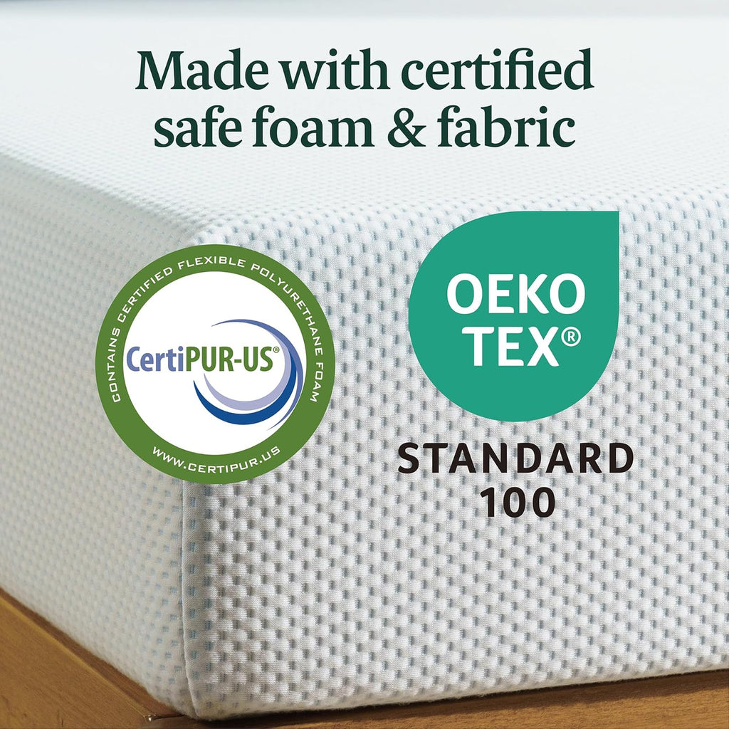 Zinus 8 Inch Green Tea Cooling Memory Foam Mattress New Version, Twin, Fiberglass Free, Medium Firmness, Cooling Gel Foam, Certified Safe Foams & Fabric, Mattress in A Box