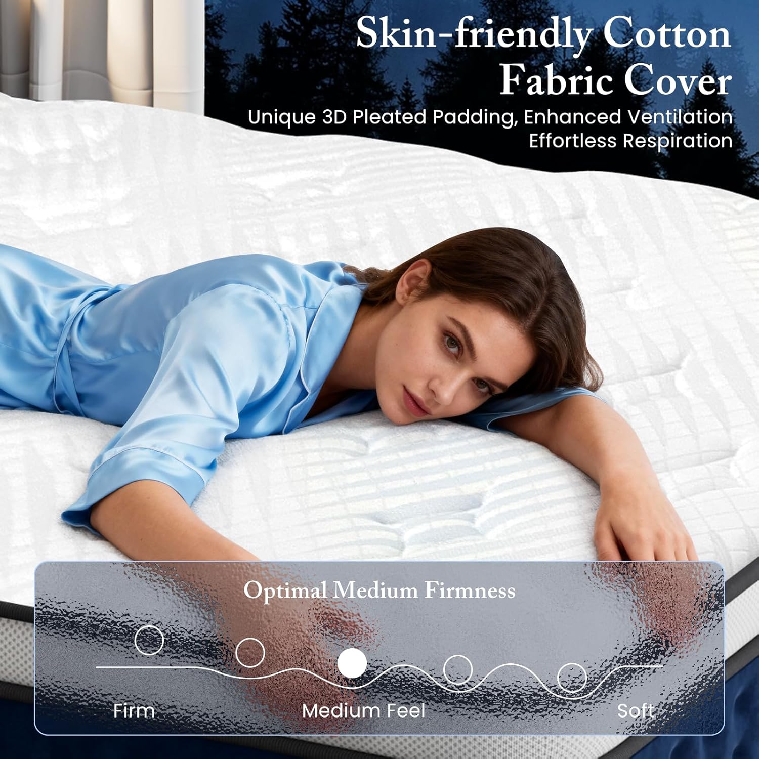 PUBPLON King Size Mattress, 14 Inch Hybrid King Mattress in a Box with Gel Memory Foam New Version, Individually Pocket Coils Springs, Pressure Relief Motion Isolation, Edge Support, Medium Firm