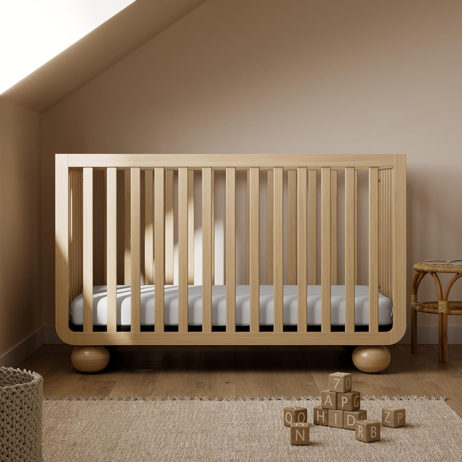 Storkcraft Amalfi 5-in-1 Convertible Crib with Toddler Guardrail – GREENGUARD Gold Certified, Conversion Kit Included, Fits Baby Crib Mattress, Converts to Full Bed (Driftwood)