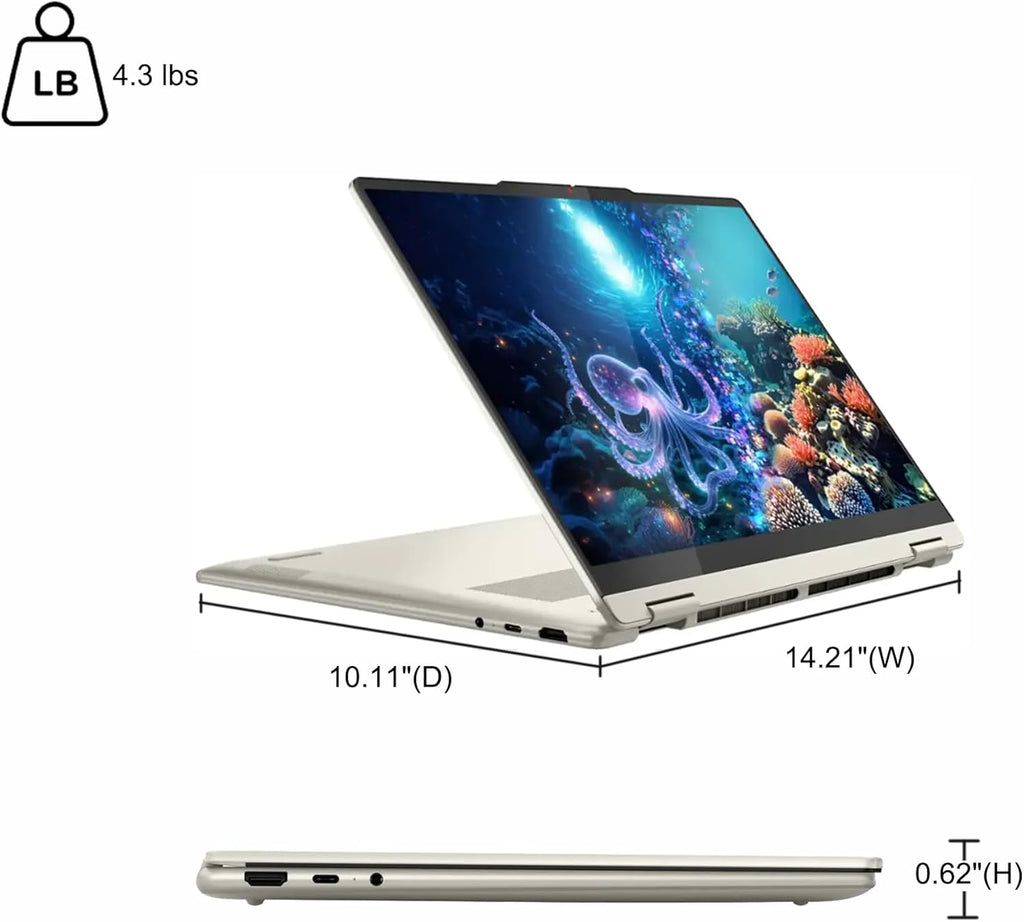Lenovo Yoga 7 2-in-1 Laptop 16" WUXGA IPS Touch (Glossy Anti-Fingerprint) AMD 6-core Ryzen AI 5 340 (Up to 50 Tops) 16GB RAM 1TB SSD Pen for Creator Business Professional Win11 ICP Hub