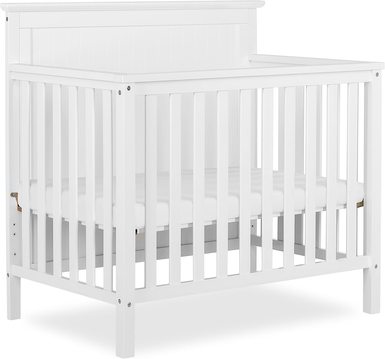 Dream On Me Ava 4-in-1 Mini Baby Crib with Daybed & Twin Bed Conversion in White, GreenGuard Gold & BSA, Non-Toxic Finish, 3-Position Adjustable Height, Includes 1″ Mattress Pad