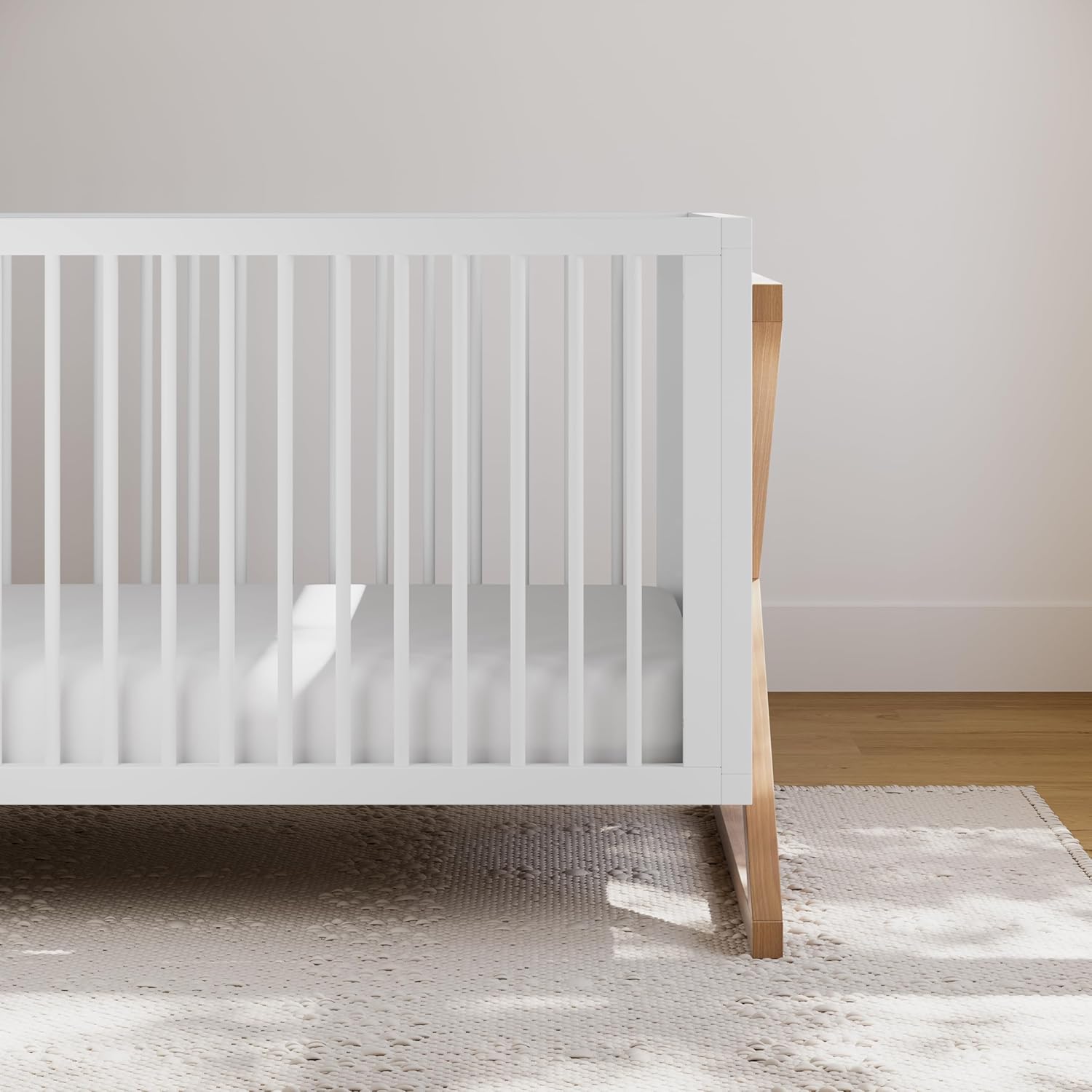 Storkcraft Equinox 3-in-1 Convertible Crib – GREENGUARD Gold Certified, Fits Standard Crib Mattress, Converts to Toddler Bed and Daybed, 4 Adjustable Mattress Heights (White and Vintage Driftwood)