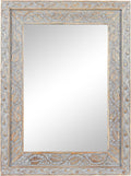 Deco 79 Wood Floral Handmade Room Wall Mirror Intricately Carved Entryway Mirror, Wall Mounted Mirror 36" x 3" x 48", Gray