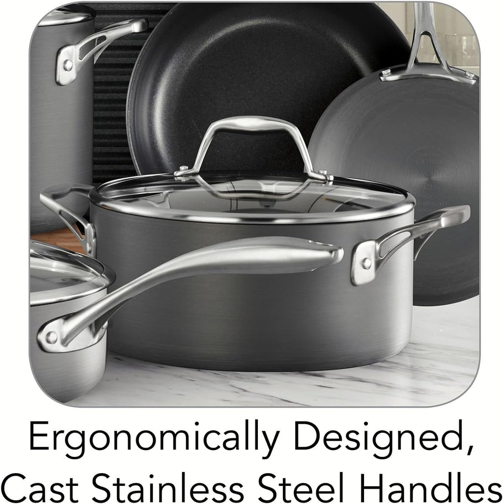 15pc Tramontina Heavy-Gauge Hard Anodized Non-Stick Cookware Set-Black