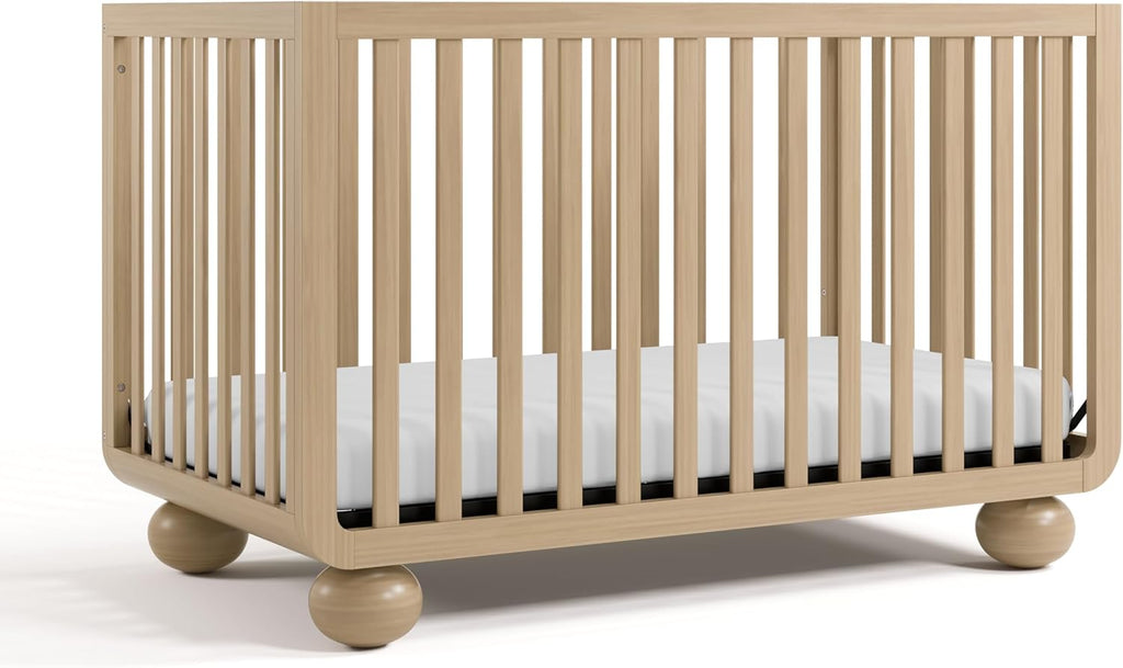 Storkcraft Amalfi 5-in-1 Convertible Crib with Toddler Guardrail – GREENGUARD Gold Certified, Conversion Kit Included, Fits Baby Crib Mattress, Converts to Full Bed (Driftwood)