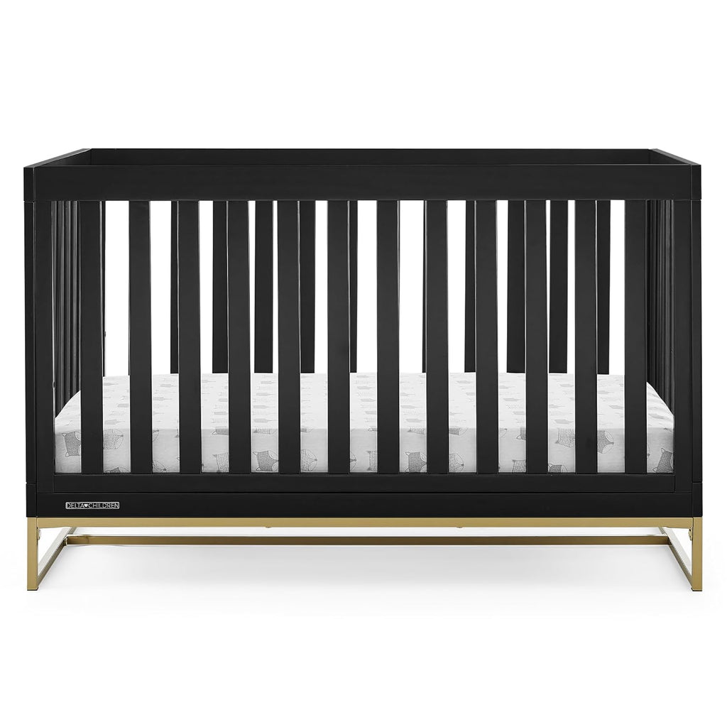 Delta Children Jade 4-in-1 Convertible Crib - Greenguard Gold Certified, Ebony/Bronze