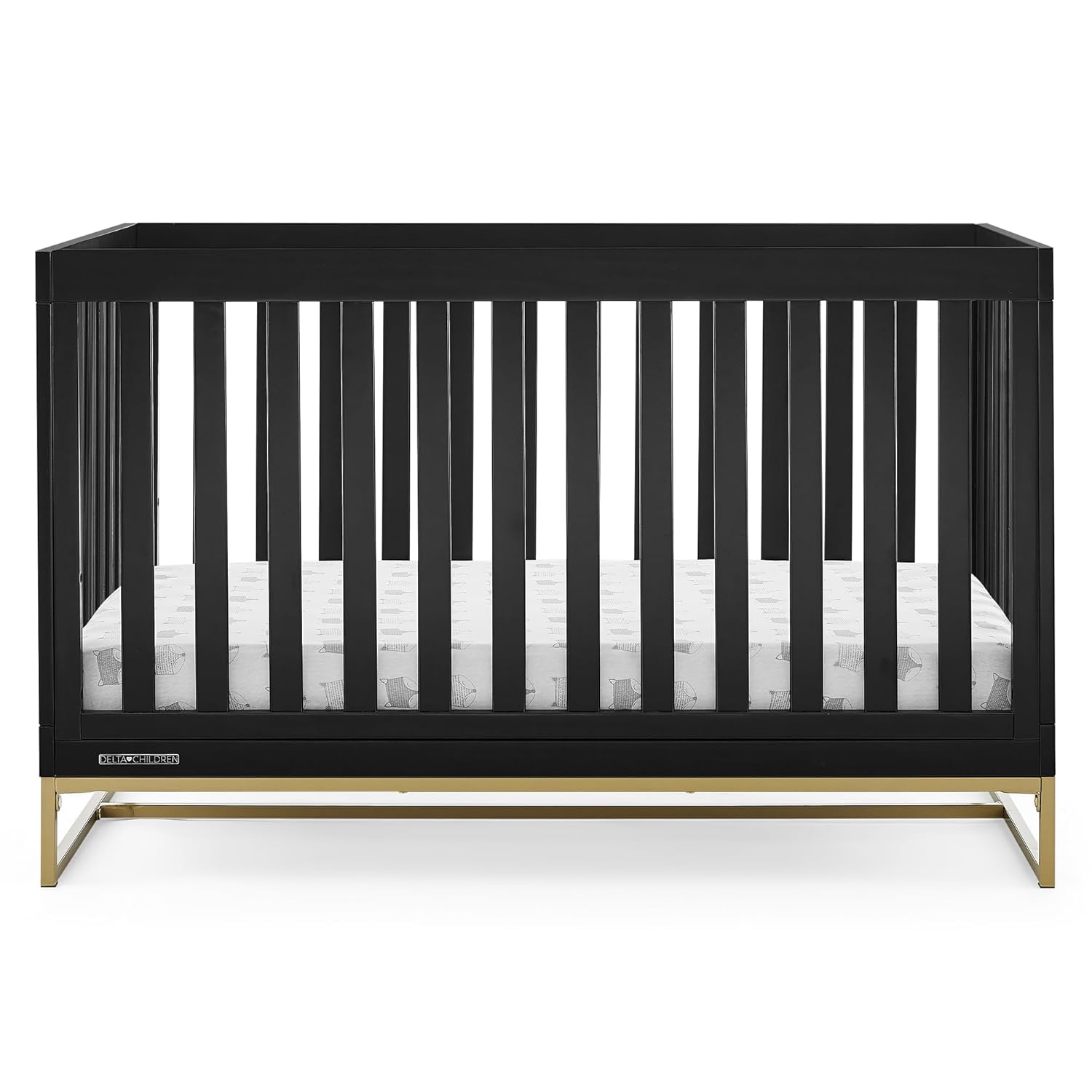 Delta Children Jade 4-in-1 Convertible Crib - Greenguard Gold Certified, Ebony/Bronze