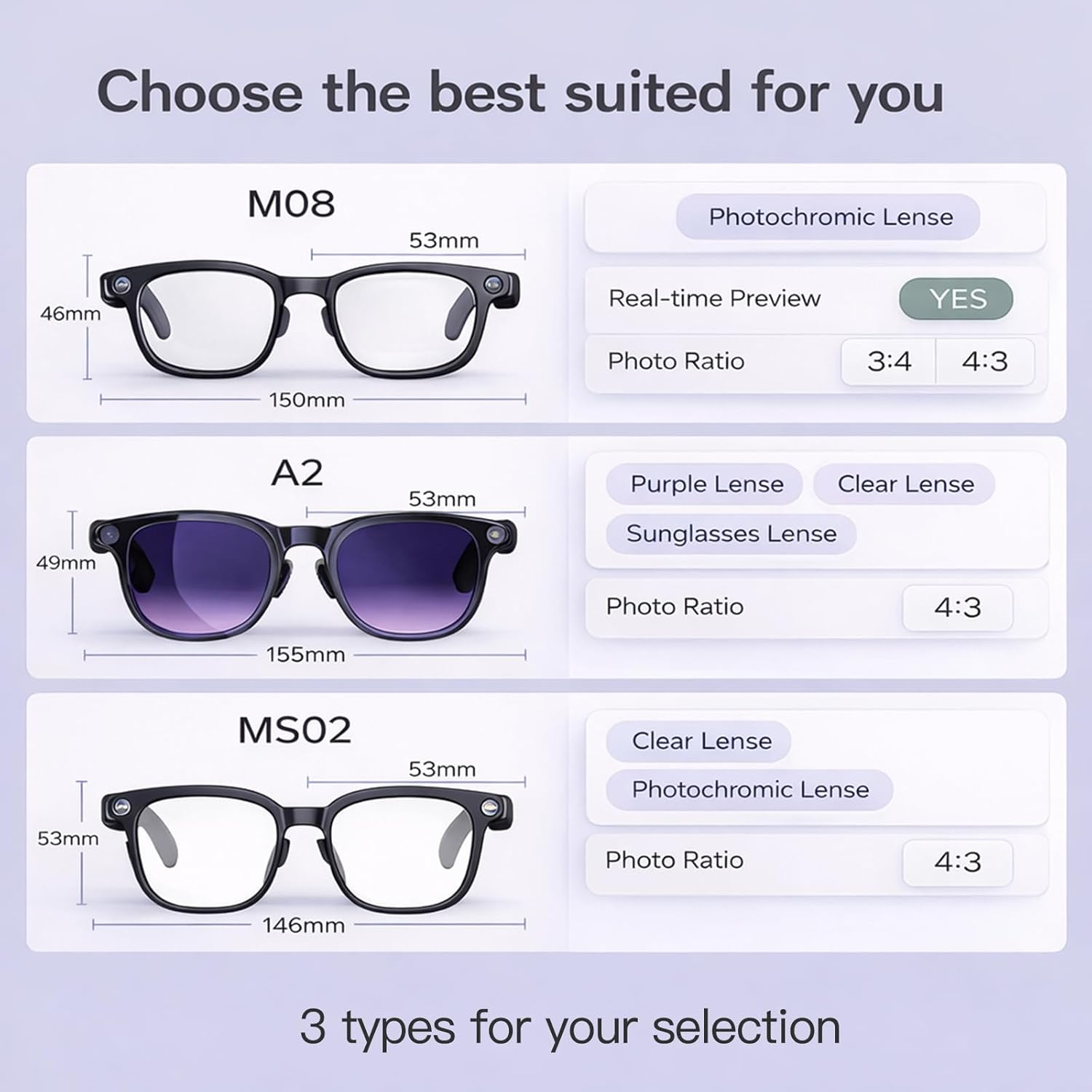 AI Smart Glasses with Camera for Men Women, 4K Video Recording, Real-Time Translation, Photochromic Lenses, Open Ear Bluetooth Audio, POV Camera Glasses for Travel Cycling Driving